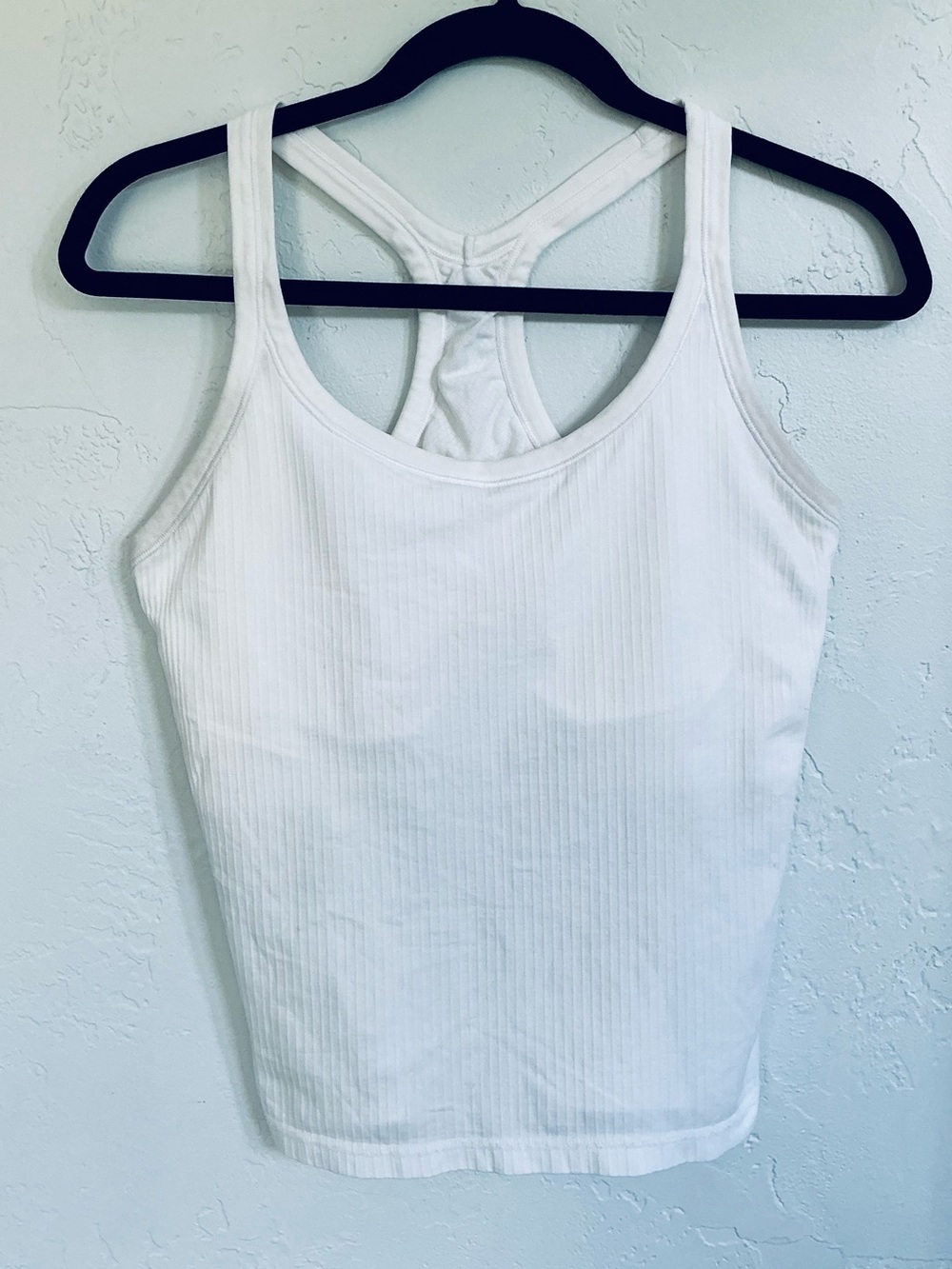 Lululemon White Ribbed Racerback Sports Bra Tank - Picture 1 of 7